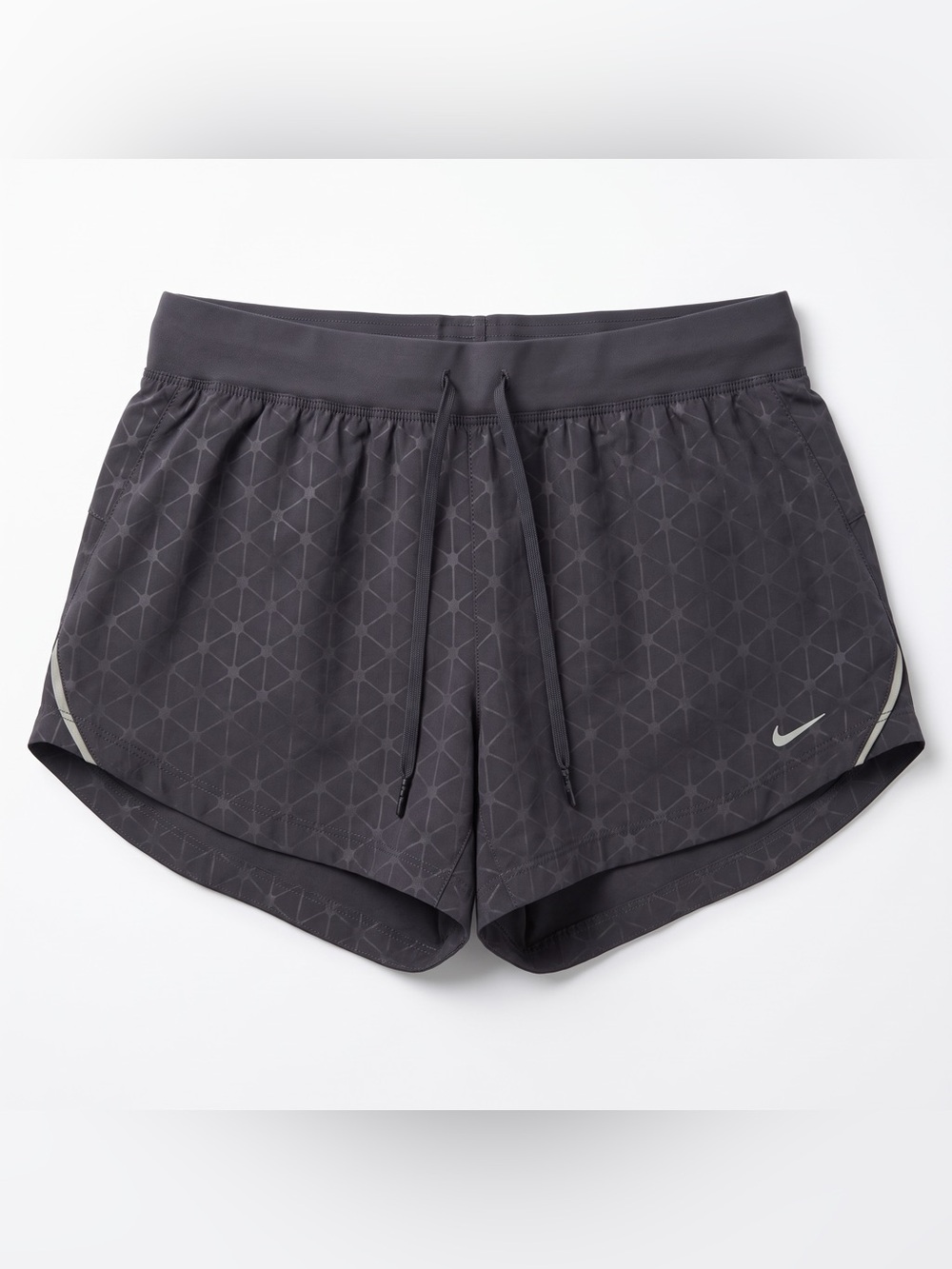 Nike Women’s Dri-FIT Running Shorts Size S Gray Black Geometric Print